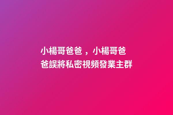 小楊哥爸爸，小楊哥爸爸誤將私密視頻發業主群-第1張-觀點-玄機派